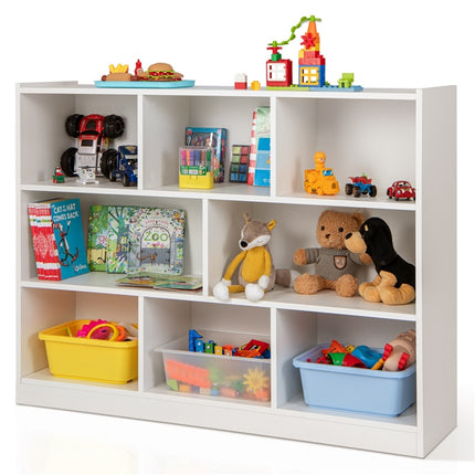 DREAMADE 8-Cube Storage Organizer, 3-Tier Wooden Cube Shelf, Blue
