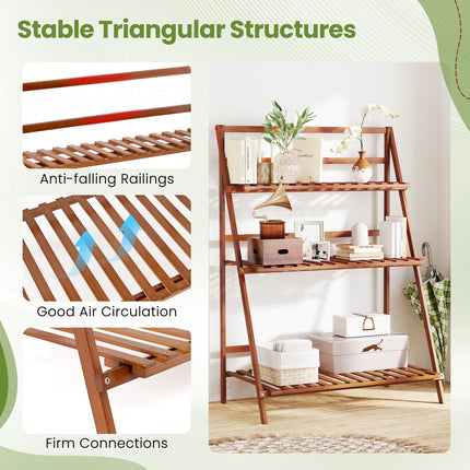 DREAMADE 3-Tier Bamboo Plant Stand, Ladder Plant Shelf