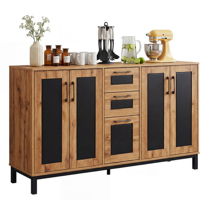 Dreamade 63” Sideboard Buffet Cabinet with 3 Drawers & Storage Shelves