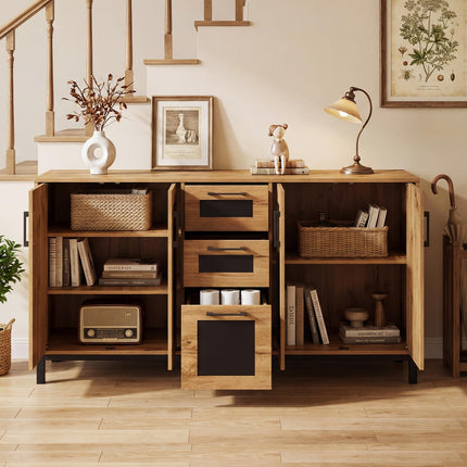 Dreamade 63” Sideboard Buffet Cabinet with 3 Drawers & Storage Shelves