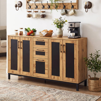 Dreamade 63” Sideboard Buffet Cabinet with 3 Drawers & Storage Shelves