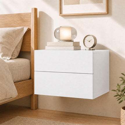 Dreamade Floating Nightstand | Wall-Mounted Bedside Table with 2 Drawers (1/2)