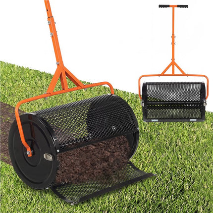 DREAMADE Compost Spreader, Peat Moss Spreader with T Handle, Black
