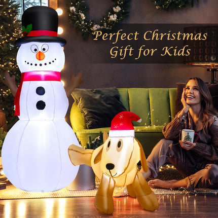 DREAMADE 6 FT Christmas Decoration, Inflatable Christmas Snowmen with Dog