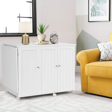 Dreamade Folding Sewing Cabinet with 3 Storage Bins
