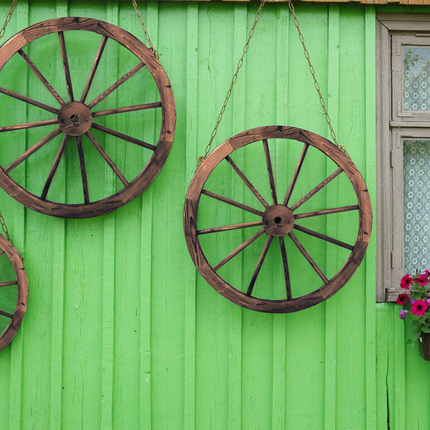 Dreamade 30-Inch Set of Two Decorative Wooden Wheel