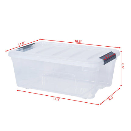 Dreamade 12 Pack Storage Box Storage Tote Boxes W/Clear Lid 12.7 Quart