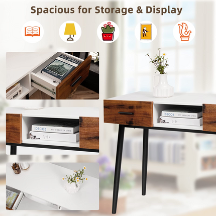 Dreamade 48" Console Table, Industrial Style Sofa Table w/ 2 Drawers & Middle Open Shelf
