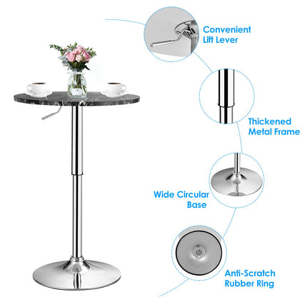 Dreamade Round Pub Table Height Adjustable, 360 Degree Swivel Cocktail Pub Table, Office Bar Table