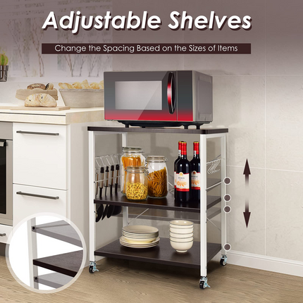 Dreamade Kitchen Baker's Rack 3-Tier Microwave Cart on Wheels