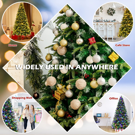 Dreamade 8FT Pre-Lit Artificial Christmas Tree, Hinged Realistic Snowy Xmas Pine Tree W/ 780 Color Changing LED Lights, 11 Flash Modes - DreamadeUS