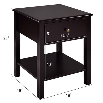 Dreamade Nightstand W/Drawer and Shelf, Stable Frame Storage Cabinet