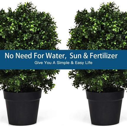Dreamade 2 Pack 2Ft Artificial Boxwood Topiary Ball Tree, UV-Proof Realistic Leaves & Cement-Filled Pot - DreamadeUS