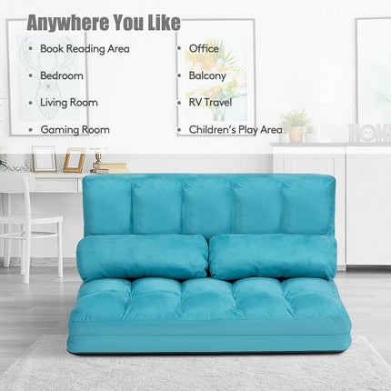 Adjustable Floor Sofa, Foldable Lazy Sofa Sleeper Bed 6-Position Adjustable,2 Pillows - Dreamadeus