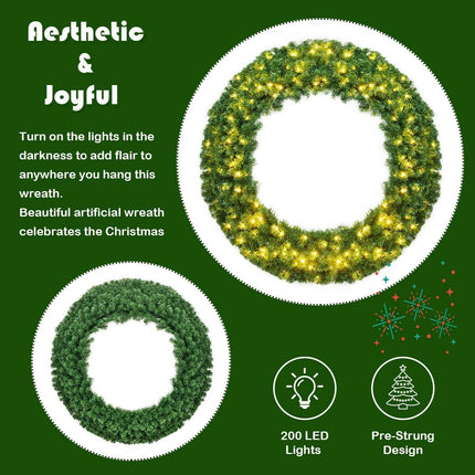 48" Pre-lit Cordless Artificial Christmas Wreath - DreamadeUS