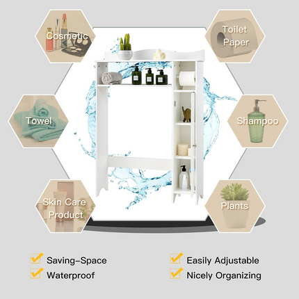 Dreamade Over-The-Toilet Storage Rack, Bathroom Freestanding Space Saver with 1-Door Side Storage Cabinet