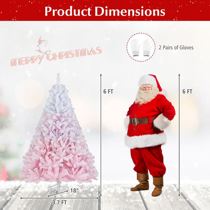 Dreamade Pink Gradient & White Snow Flocked Christmas Tree | Home Office Decoration