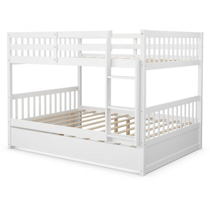 Dreamade Full Over Full Bunk Bed with Trundle Guardrails and Ladder