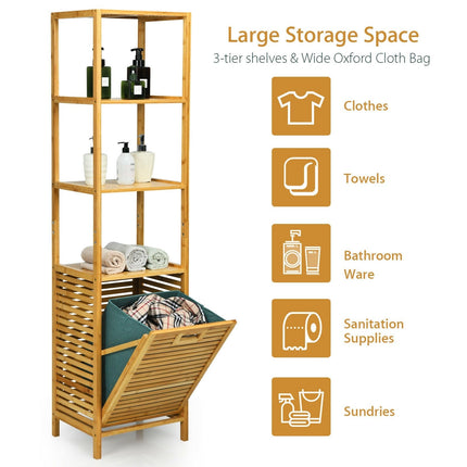 63" Tilt Out Laundry Hamper and 4-Tier Storage Shelves