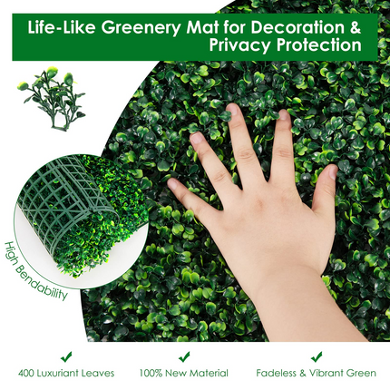 Dreamade 12PCS 20x20inch Artificial Boxwood Panels