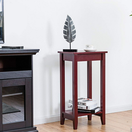 Dreamade Narrow Telephone Table with Shelf and Legs for Small Spaces, Espresso