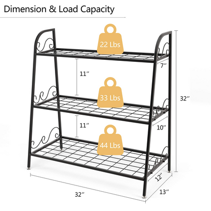 Dreamade 3 Tier Metal Plant Stand, Indoor Outdoor Plant Shelf