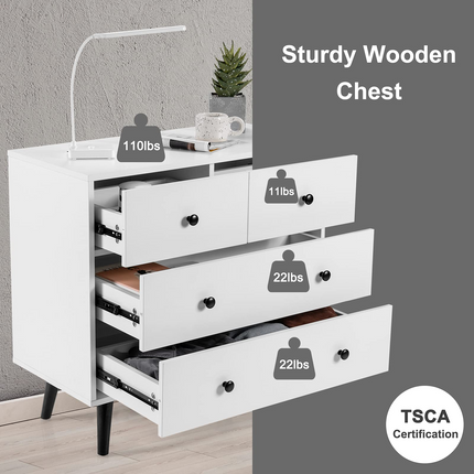 Dreamade 4 Drawer Chest Dresser w/Spacious Drawers & Metal Handles