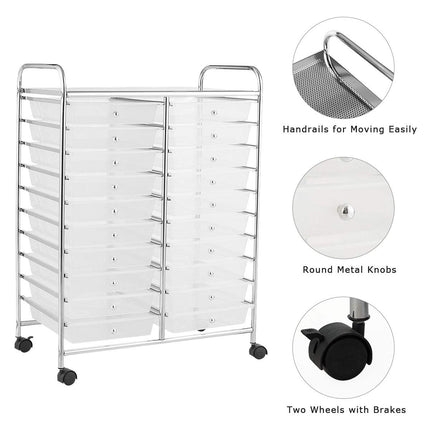 Dreamade Storage Drawer Carts, 20-Drawer Organizer, Utility Cart on Wheels
