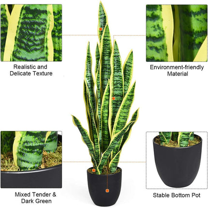 Artificial Snake Plant, 36" Fake Sansevieria - DreamadeUS