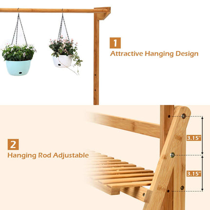 Dreamade 3-Tier Hanging Plant Stand Storage Shelf, Folding Flower Pot Organizer Display Storage Rack