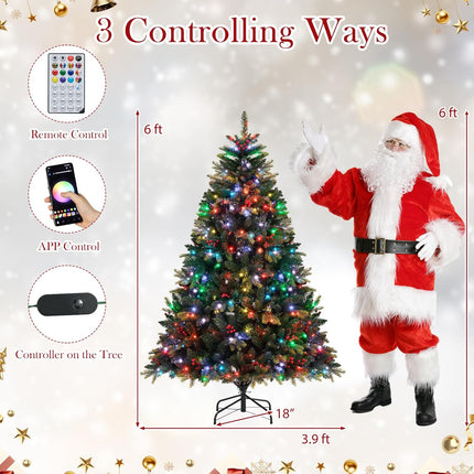 Dreamade Smart Pre-Lit Artificial Christmas Tree with Remote Control APP-Controlled Multicolored RGB Lights