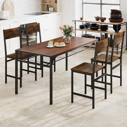 Dreamade Dining Chairs Set, Industrial Kitchen Chairs with Metal Legs, Slanted Back