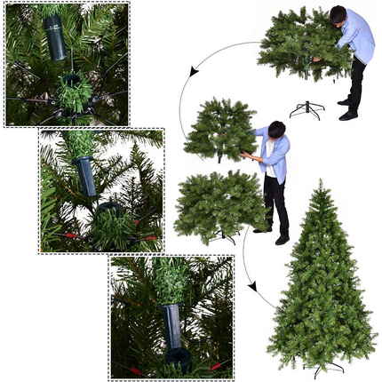 Dreamade Pre-lit Christmas Tree, 8FT Premium Hinged Spruce Tree - DreamadeUS