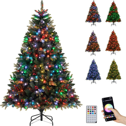 Dreamade Smart Pre-Lit Artificial Christmas Tree with Remote Control APP-Controlled Multicolored RGB Lights