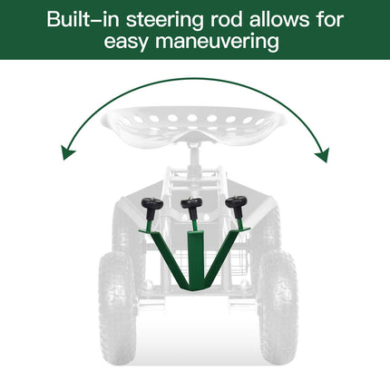 Dreamade Mobile Garden Workseat, Lawn Wagon Cart