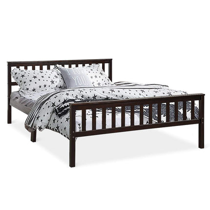 Dreamade Queen Size Wood Slats Great Support with Six Legs, No Box Spring Needed, Antique Espresso