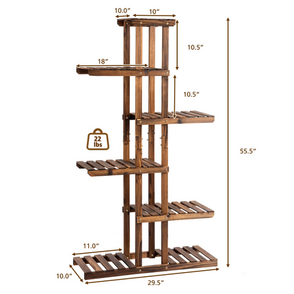 Dreamade Flower Rack Wood Plant Stand 7 Wood Shelves 11 Pots