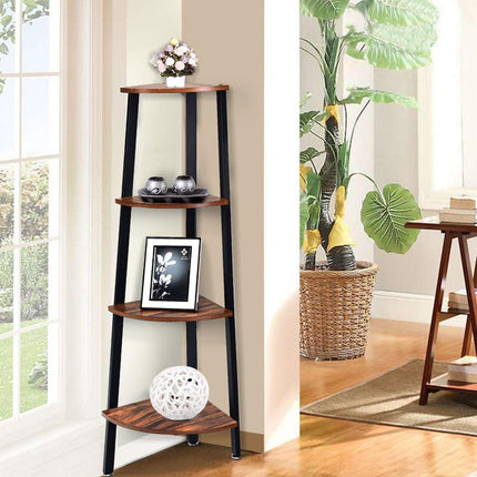 4-Tier Corner Shelf Industrial Multipurpose Bookcase - Dreamadeus