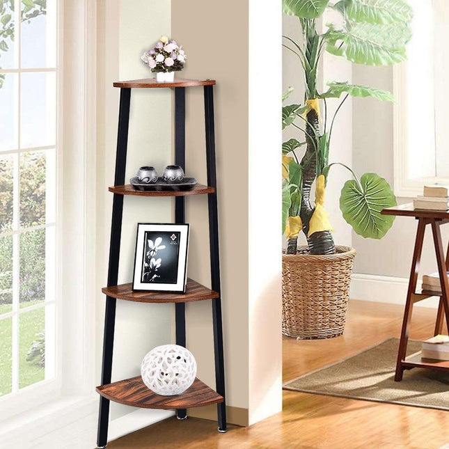 4-Tier Corner Shelf Industrial Multipurpose Bookcase - Dreamadeus
