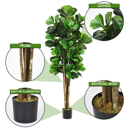 Dreamade Fake Fiddle Leaf Fig Tree Artificial Greenery Plants - DreamadeUS
