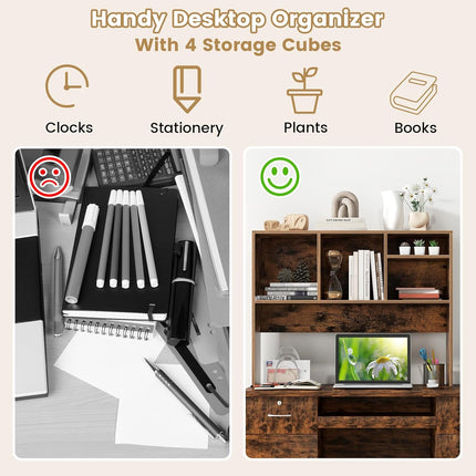 Countertop Storage Hutch with 4 Shelves for Computer Desk