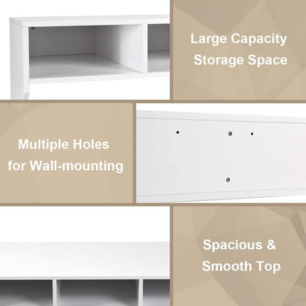 Dreamade Wall Mounted Storage Cabinet and Floating Computer Desk Set W/Storage Shelves for Living Room