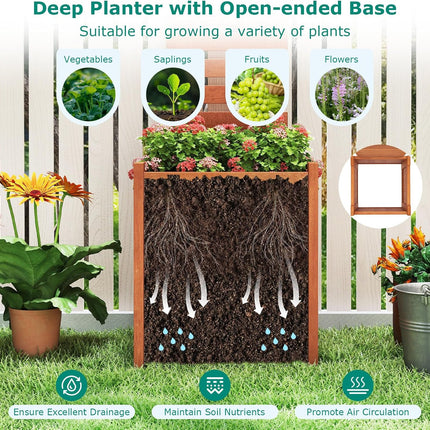 Dreamade Outdoor Wooden Raised Garden Bed with Trellis