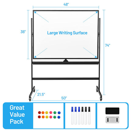 Double-Sided Magnetic Dry Erase Mobile Whiteboard - Dreamade