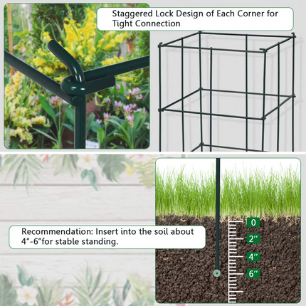 Dreamade Pack of 4 Plant Cage Support, Tomato Stakes and Cages (16''Lx 16''Wx 39''H (4 Pieces))