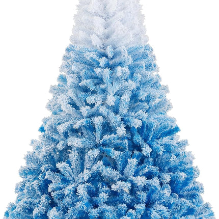 Dreamade Snow Flocked Christmas Tree with Lush Branch Tips & Foldable Metal Stan ( Blue Gradient & White )