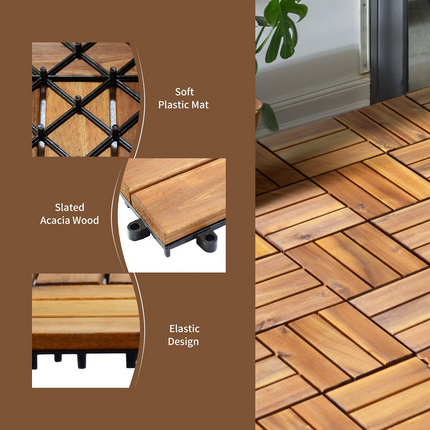 27 PCS Interlocking Patio Deck Tiles - Dreamade