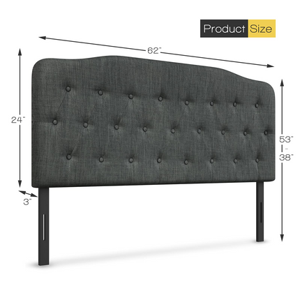 Dreamade Upholstered Headboard, Button Tufted Headboard, Queen Size