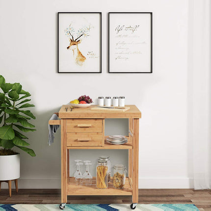 Dreamade Kitchen Island, Bamboo Island Cart, Natural
