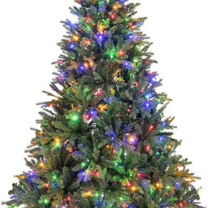 Dreamade Pre-Lit Artificial Christmas Tree, Hinged Xmas Tree with Warm-White & Multi-Color LED Lights